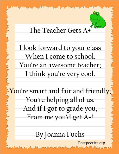 Thank You Teacher Poems | Preschool Funny Teachers Poems