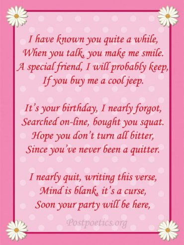 Short Funny Birthday Poems | Humorous HBD Wishes