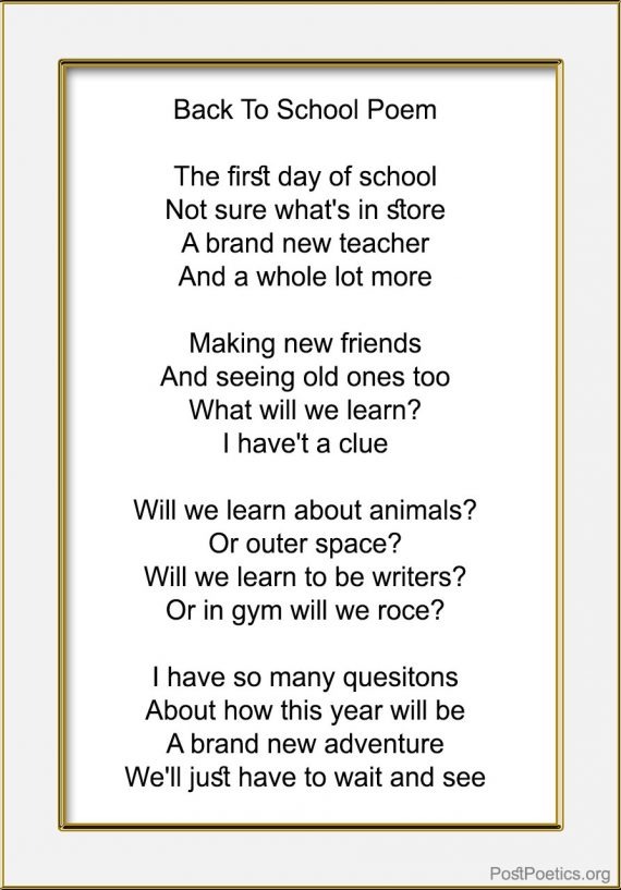 Welcome Back To School Poems | Back To School Poetry