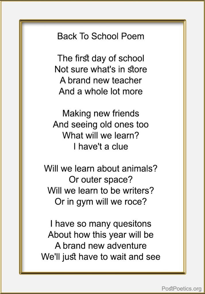 welcome back to school poem