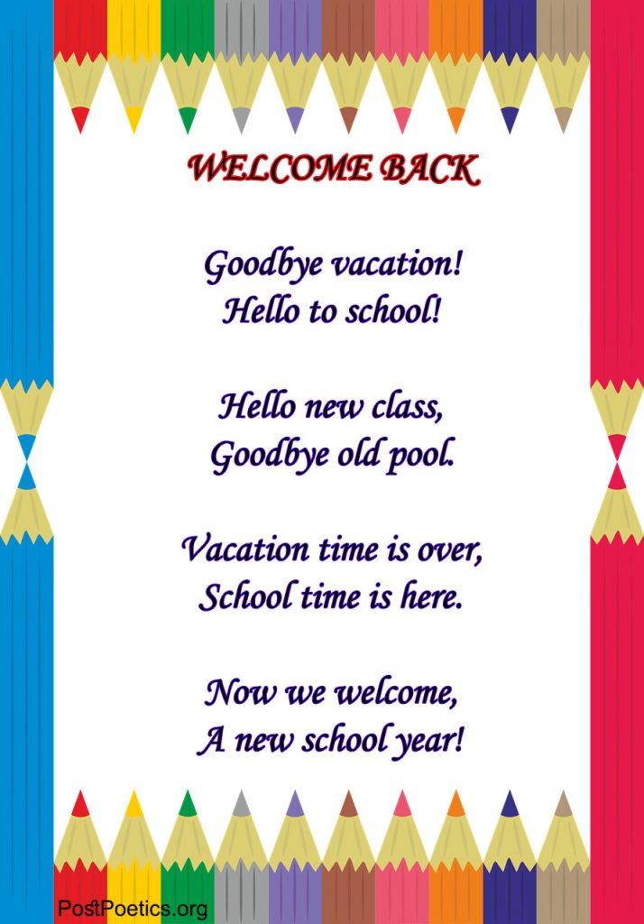 welcome back to school poems