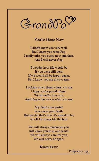 Grandfather death poems I miss you