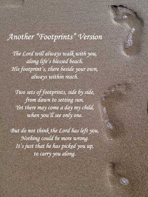 Footprints In The Sand Poem Footprint Prayer