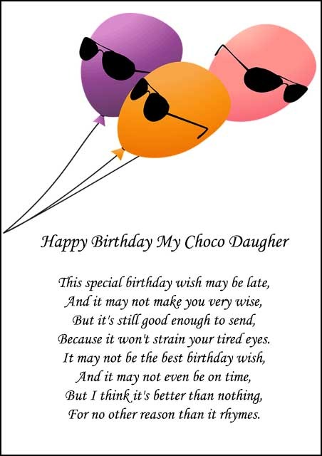 Funny birthday poems for daughter