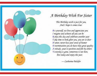 Happy birthday poems for sister