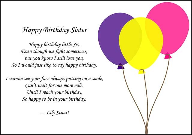 Inspirational sister birthday poems