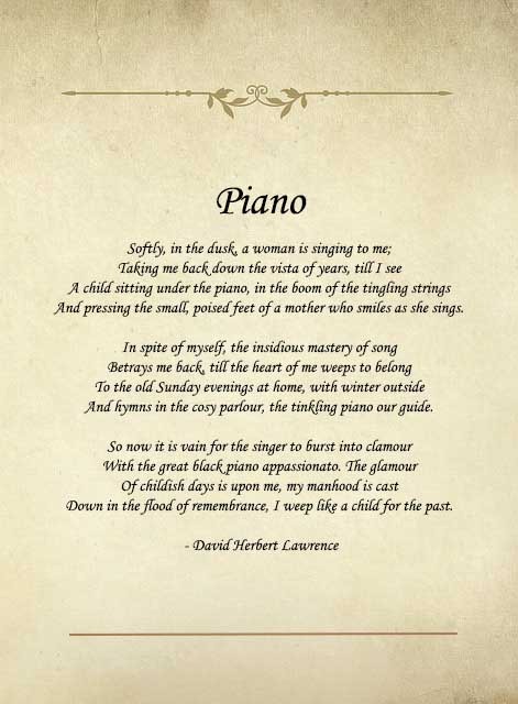 DH Lawrence poems piano